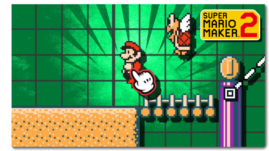 Thumbnail showing Mario and a Koopa Paratroopa in Course Maker with a green background